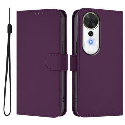 Skin Feel Solid Color Leather Phone Case with Lanyard, For Honor Play 70 Plus
