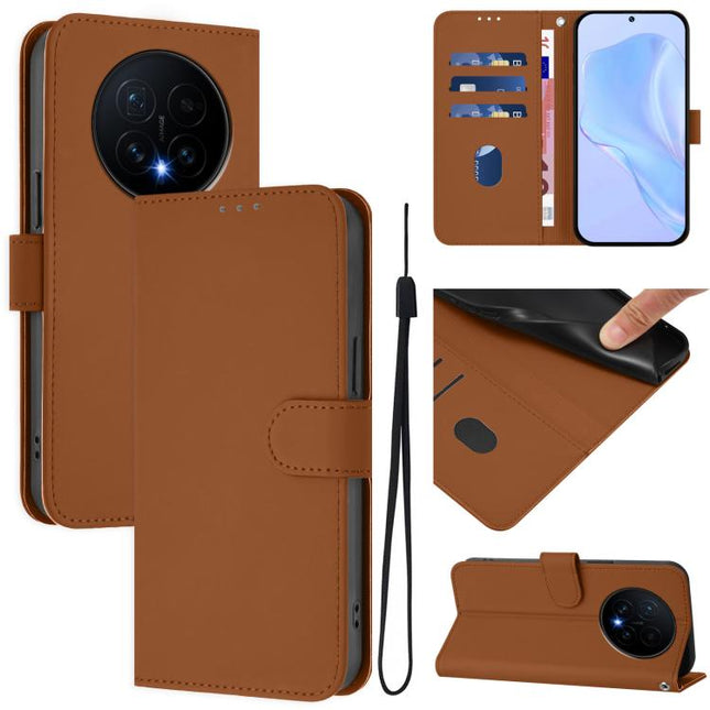 Skin Feel Solid Color Leather Phone Case with Lanyard, For Honor Magic8