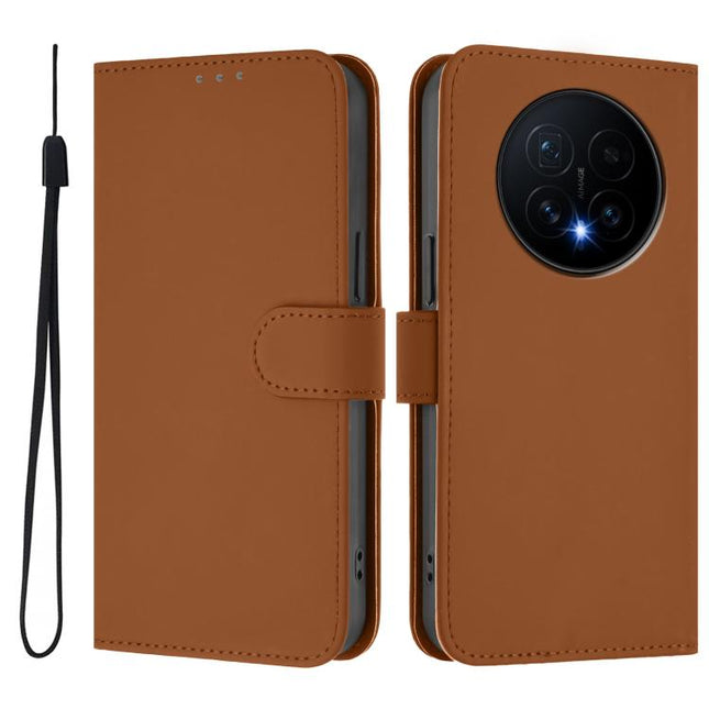 Skin Feel Solid Color Leather Phone Case with Lanyard, For Honor Magic8
