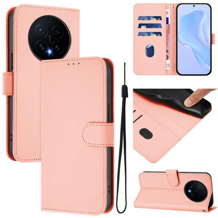 Skin Feel Solid Color Leather Phone Case with Lanyard, For Honor Magic8