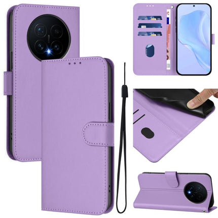 Skin Feel Solid Color Leather Phone Case with Lanyard, For Honor Magic8