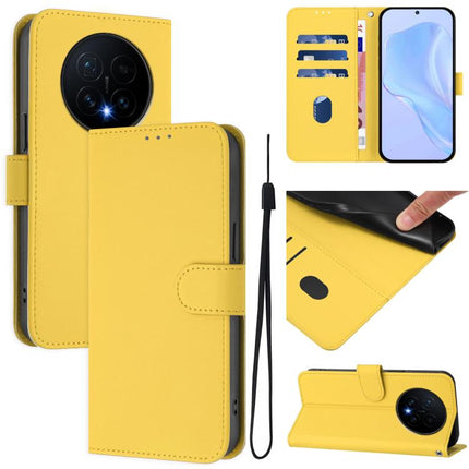 Skin Feel Solid Color Leather Phone Case with Lanyard, For Honor Magic8