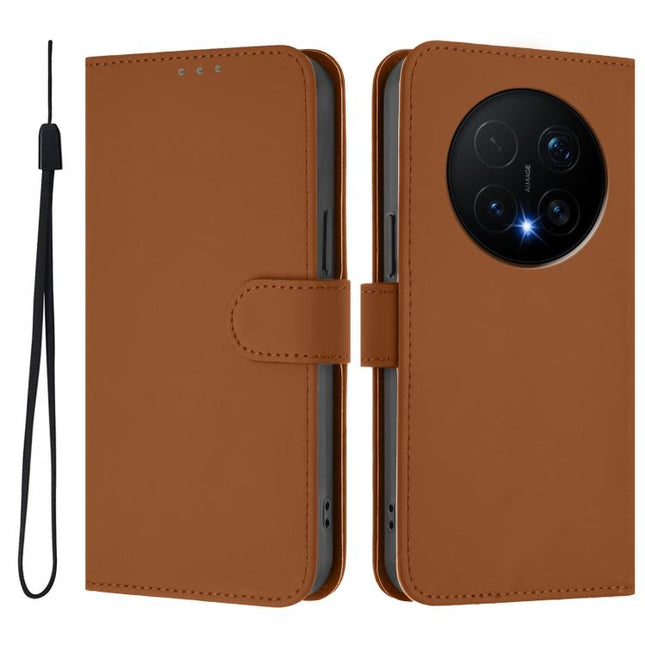 Skin Feel Solid Color Leather Phone Case with Lanyard, For Honor Magic8 Pro
