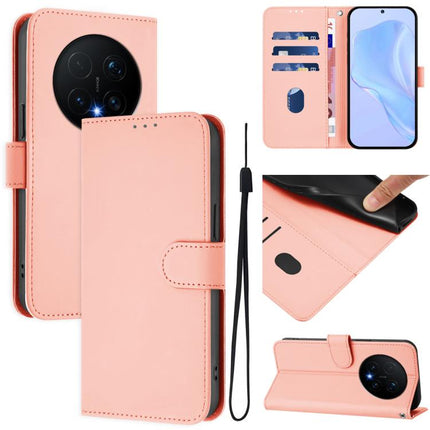 Skin Feel Solid Color Leather Phone Case with Lanyard, For Honor Magic8 Pro