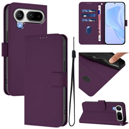 Skin Feel Solid Color Leather Phone Case with Lanyard, For Honor Magic8 Pro Air 5G