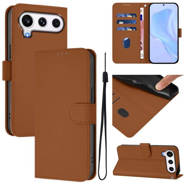 Skin Feel Solid Color Leather Phone Case with Lanyard, For Honor 600 Global / 600 Pro Global