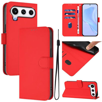 Skin Feel Solid Color Leather Phone Case with Lanyard, For Honor 600 Global / 600 Pro Global