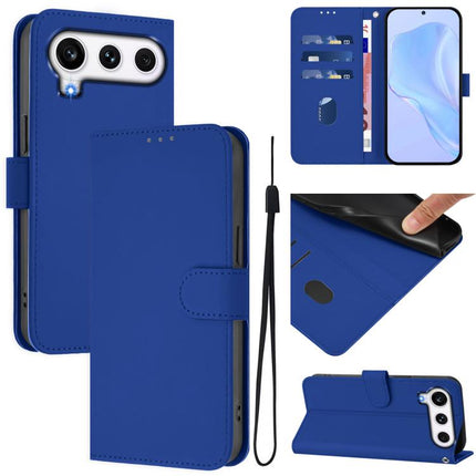 Skin Feel Solid Color Leather Phone Case with Lanyard, For Honor 600 Global / 600 Pro Global