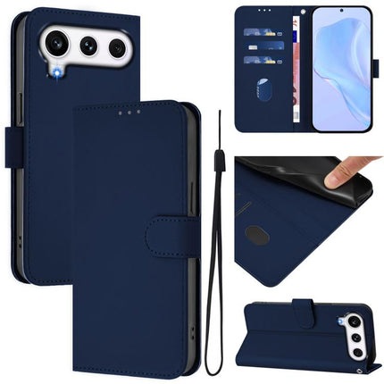 Skin Feel Solid Color Leather Phone Case with Lanyard, For Honor 600 Global / 600 Pro Global