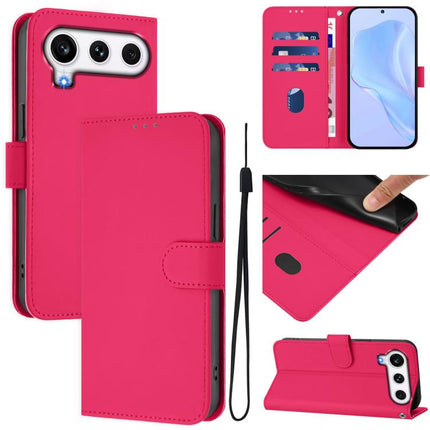 Skin Feel Solid Color Leather Phone Case with Lanyard, For Honor 600 Global / 600 Pro Global