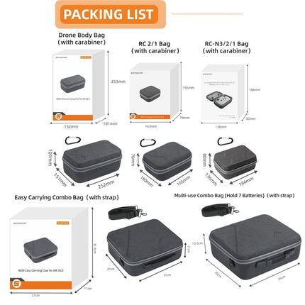 Sunnylife Carrying Case Bag, B657 For DJI RC 2 / 1 Control Bag, A3-B658 Drone Body Bag, A3-B660 Batteries Bag