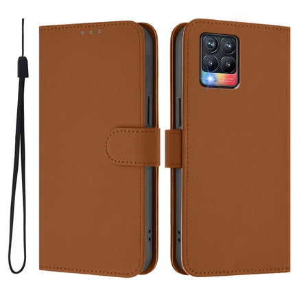 Skin Feel Solid Color Leather Phone Case with Lanyard, For Realme 8 4G / 8 Pro 4G