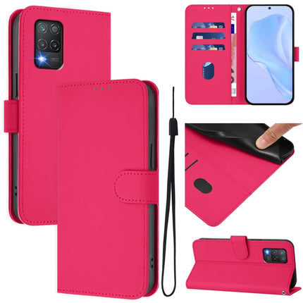 Skin Feel Solid Color Leather Phone Case with Lanyard, For Realme 8 5G / 8 5G India