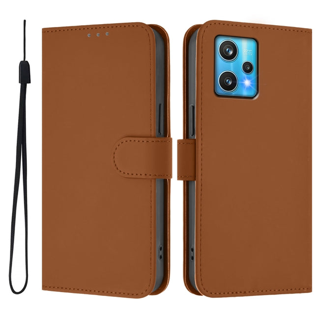 Skin Feel Solid Color Leather Phone Case with Lanyard, For Realme 9 Pro+ 5G / 9 4G Global