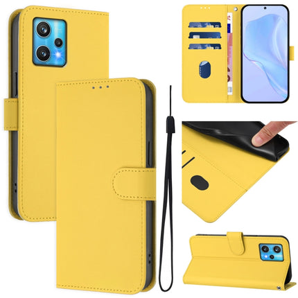 Skin Feel Solid Color Leather Phone Case with Lanyard, For Realme 9 Pro+ 5G / 9 4G Global