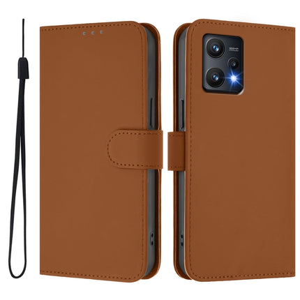 Skin Feel Solid Color Leather Phone Case with Lanyard, For Realme 9 Pro 5G Global