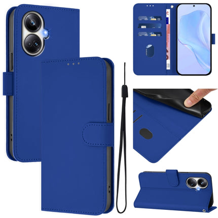 Skin Feel Solid Color Leather Phone Case with Lanyard, For Realme 10 Pro+ 5G
