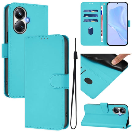 Skin Feel Solid Color Leather Phone Case with Lanyard, For Realme 10 Pro+ 5G