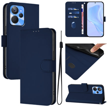 Skin Feel Solid Color Leather Phone Case with Lanyard, For Realme 10T 5G / 10s 5G