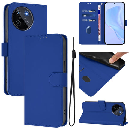 Skin Feel Solid Color Leather Phone Case with Lanyard, For Realme 11 4G Global