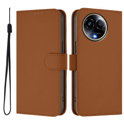 Skin Feel Solid Color Leather Phone Case with Lanyard, For Realme 11 5G Global