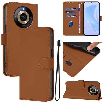 Skin Feel Solid Color Leather Phone Case with Lanyard, For Realme Narzo 60 Pro Global