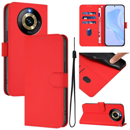 Skin Feel Solid Color Leather Phone Case with Lanyard, For Realme Narzo 60 Pro Global