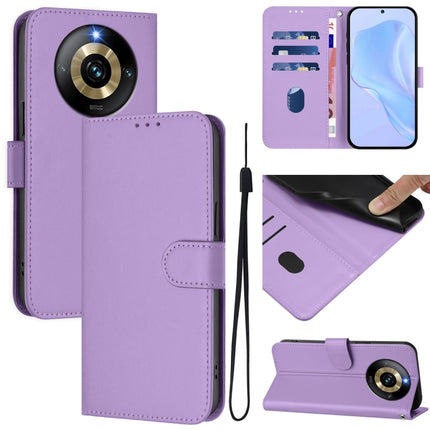 Skin Feel Solid Color Leather Phone Case with Lanyard, For Realme Narzo 60 Pro Global