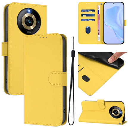 Skin Feel Solid Color Leather Phone Case with Lanyard, For Realme Narzo 60 Pro Global