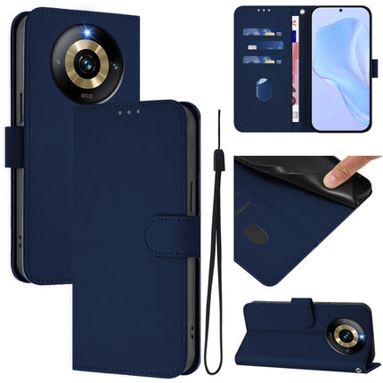Skin Feel Solid Color Leather Phone Case with Lanyard, For Realme Narzo 60 Pro Global