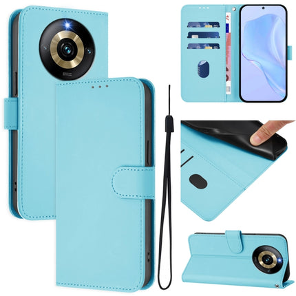Skin Feel Solid Color Leather Phone Case with Lanyard, For Realme Narzo 60 Pro Global