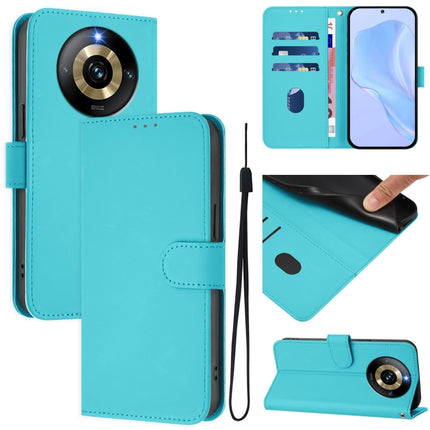 Skin Feel Solid Color Leather Phone Case with Lanyard, For Realme Narzo 60 Pro Global