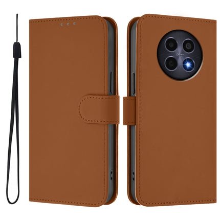 Skin Feel Solid Color Leather Phone Case with Lanyard, For Realme 12 5G Global