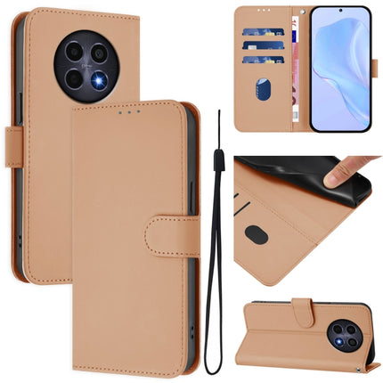 Skin Feel Solid Color Leather Phone Case with Lanyard, For Realme 12 5G Global