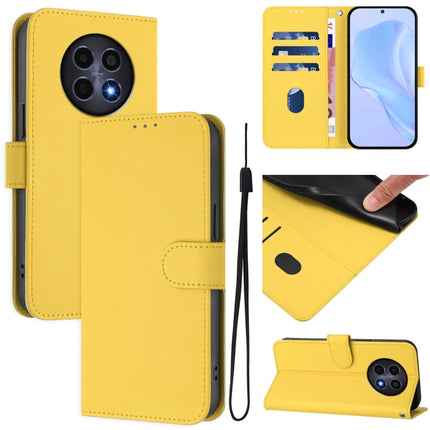 Skin Feel Solid Color Leather Phone Case with Lanyard, For Realme 12 5G Global