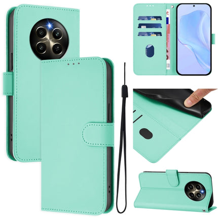 Skin Feel Solid Color Leather Phone Case with Lanyard, For Realme 12 Pro 5G Global