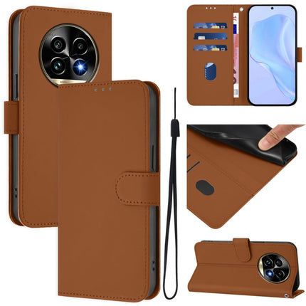 Skin Feel Solid Color Leather Phone Case with Lanyard, For Realme 13 Pro 5G / 13 Pro+ 5G