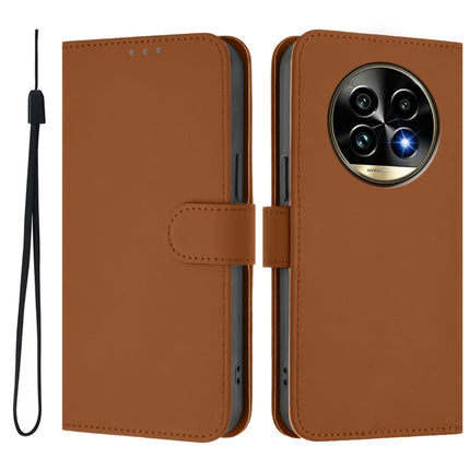 Skin Feel Solid Color Leather Phone Case with Lanyard, For Realme 13 Pro 5G / 13 Pro+ 5G