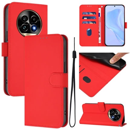 Skin Feel Solid Color Leather Phone Case with Lanyard, For Realme 13 Pro 5G / 13 Pro+ 5G