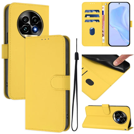 Skin Feel Solid Color Leather Phone Case with Lanyard, For Realme 13 Pro 5G / 13 Pro+ 5G