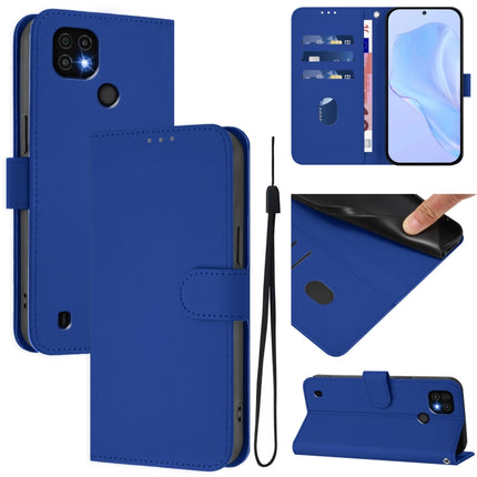 Skin Feel Solid Color Leather Phone Case with Lanyard, For Realme C20 / C11 2021 / C21