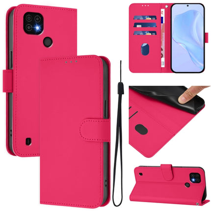 Skin Feel Solid Color Leather Phone Case with Lanyard, For Realme C20 / C11 2021 / C21