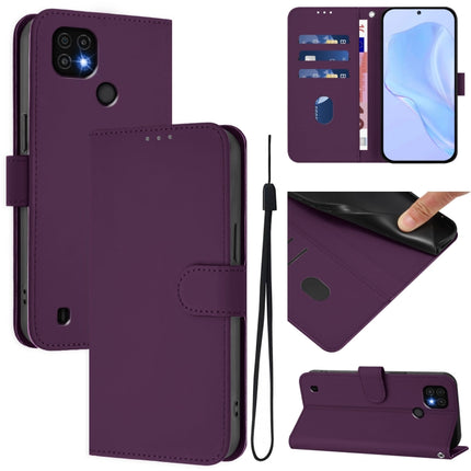 Skin Feel Solid Color Leather Phone Case with Lanyard, For Realme C20 / C11 2021 / C21