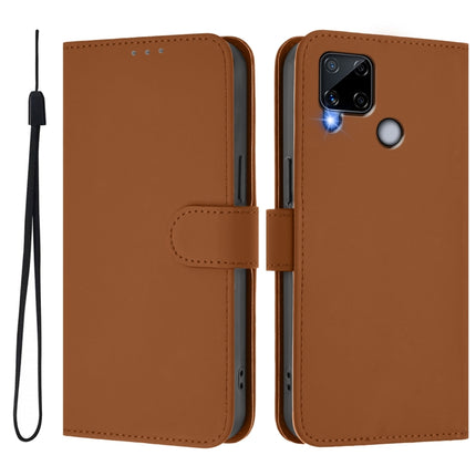 Skin Feel Solid Color Leather Phone Case with Lanyard, For Realme C25 / C15 / C12 / C25s