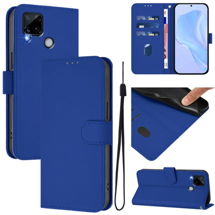Skin Feel Solid Color Leather Phone Case with Lanyard, For Realme C25 / C15 / C12 / C25s