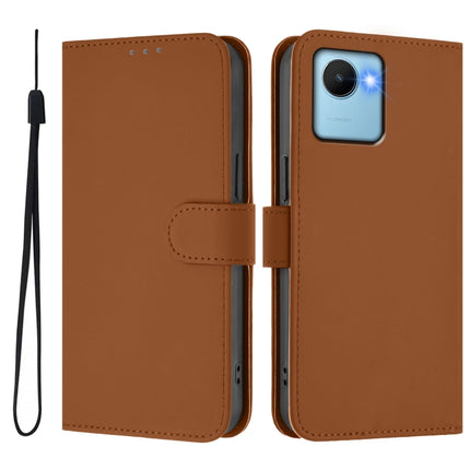 Skin Feel Solid Color Leather Phone Case with Lanyard, For Realme C30 4G / C30s