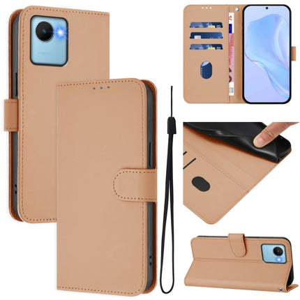 Skin Feel Solid Color Leather Phone Case with Lanyard, For Realme C30 4G / C30s