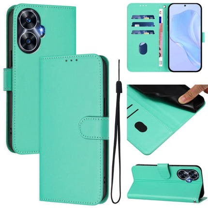 Skin Feel Solid Color Leather Phone Case with Lanyard, For Realme C55 4G Global