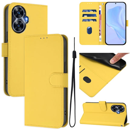 Skin Feel Solid Color Leather Phone Case with Lanyard, For Realme C55 4G Global