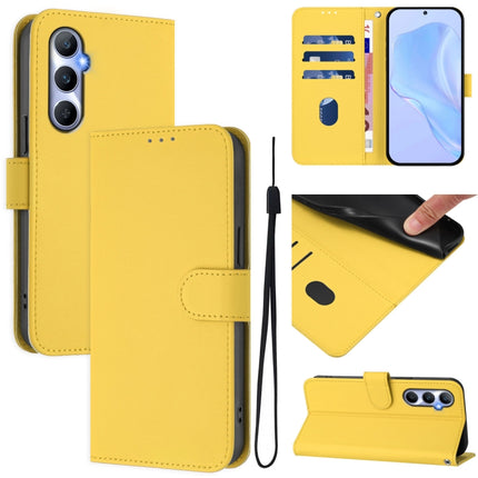 Skin Feel Solid Color Leather Phone Case with Lanyard, For Realme C65 4G Global